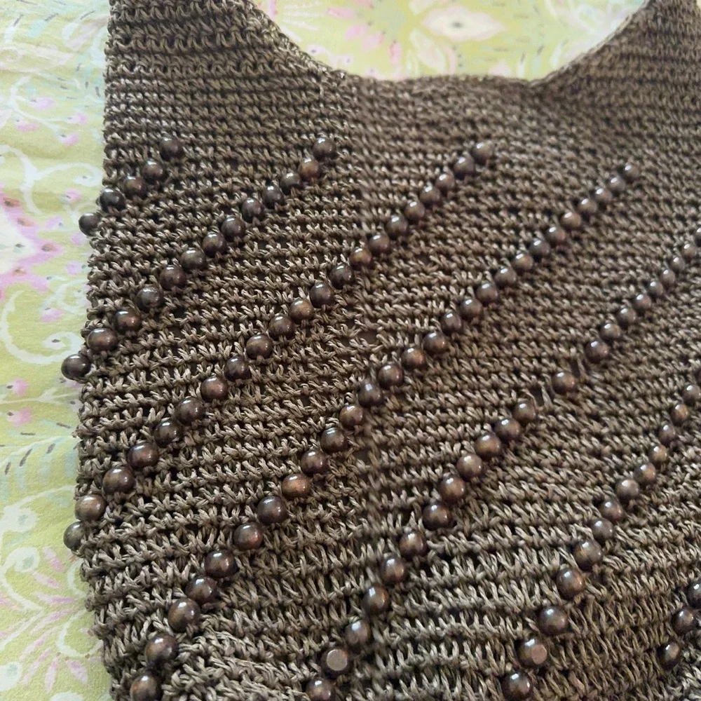 Elegant Brown Woven Shoulder Bag
